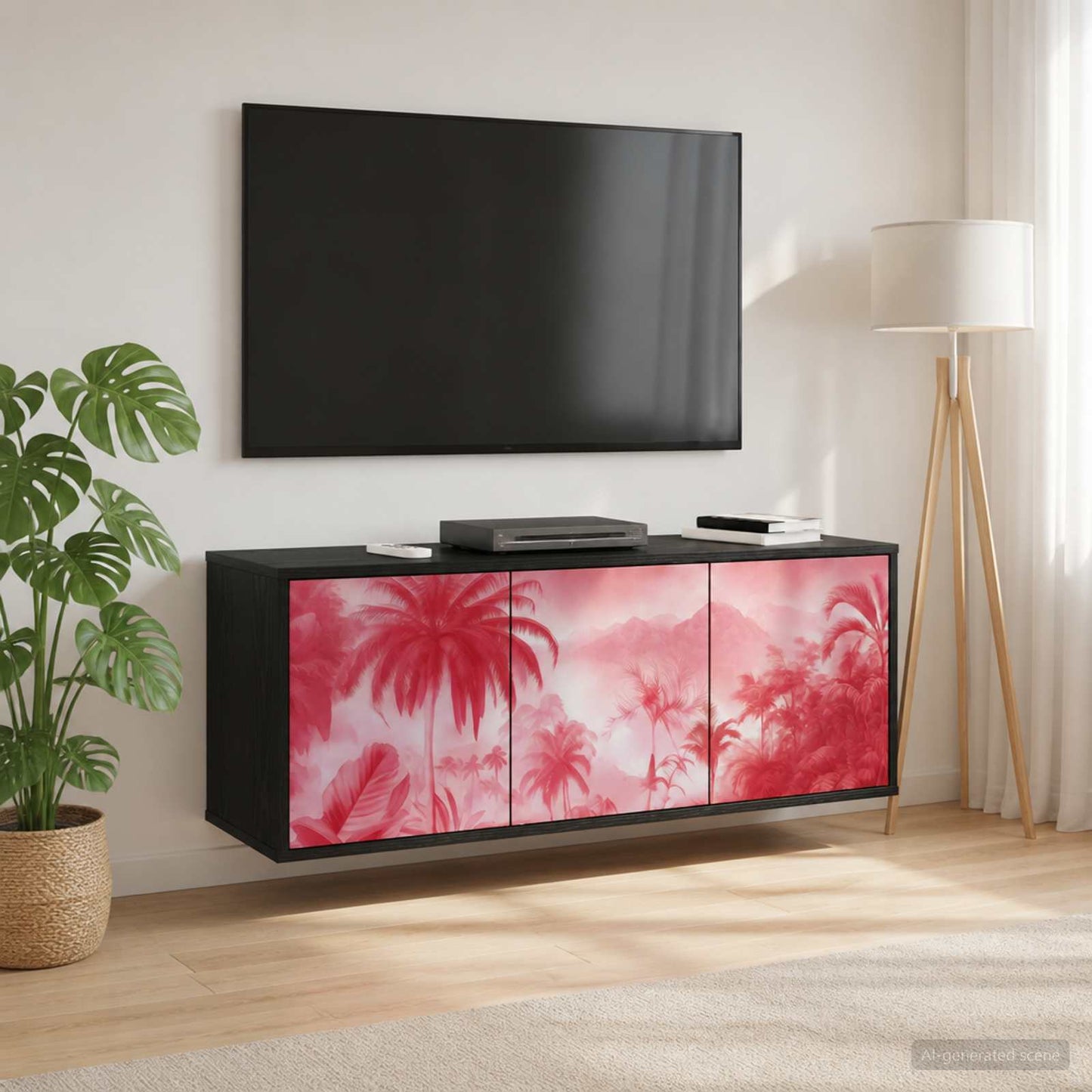 Wall-mounted TV Cabinet AACHEN 102 x 33 x 40 cm Black Oak