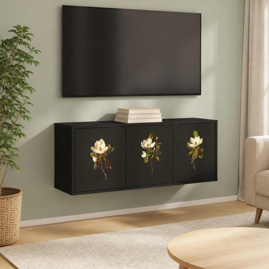 Wall-mounted TV Cabinet BREMEN 102 x 33 x 40 cm Black Oak