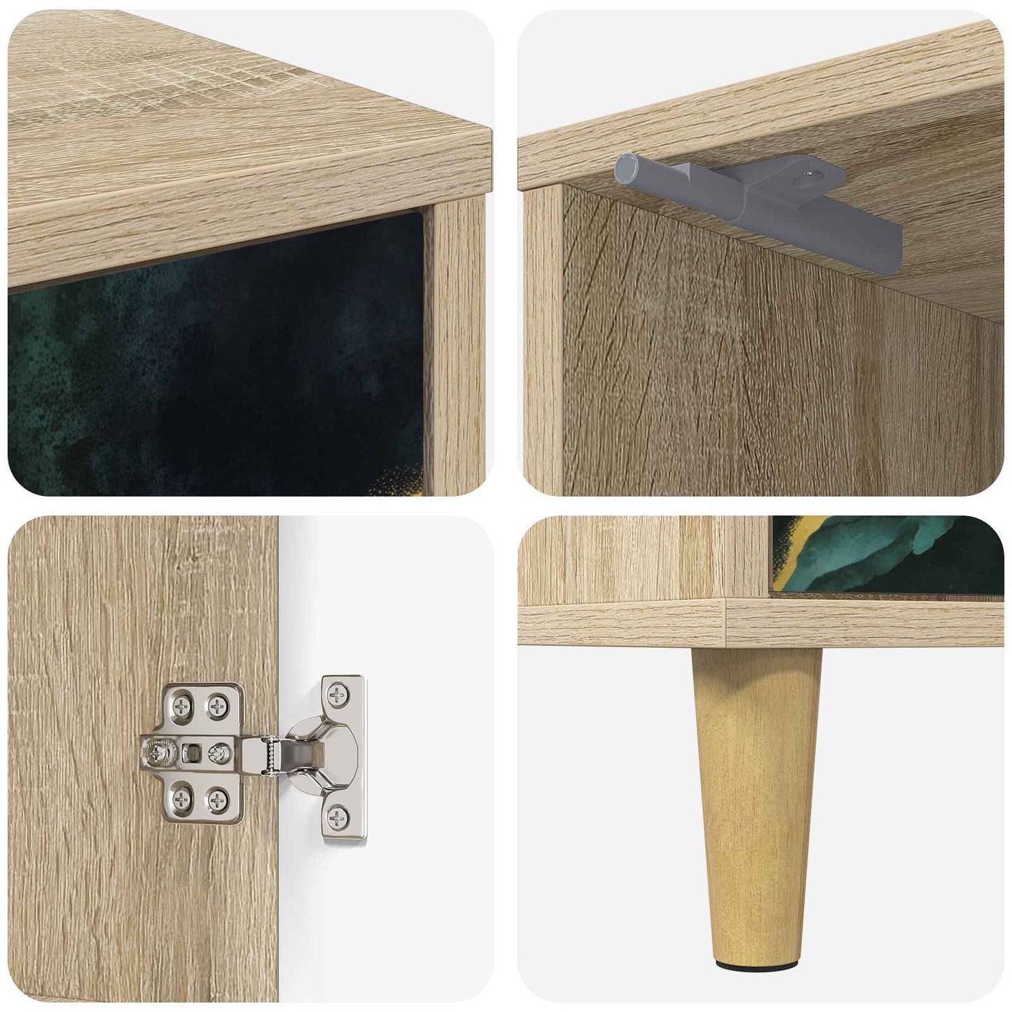 Bedside Cabinet WIJHE 2 pcs Sonoma Oak 36 x 33 x 50 cm