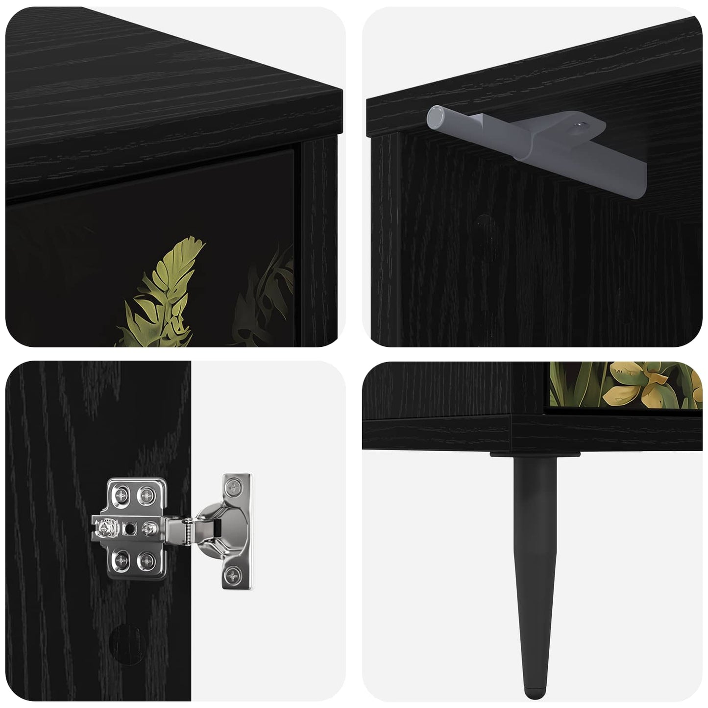 Bedside Cabinet RHENEN Black Oak 36 x 33 x 51 cm