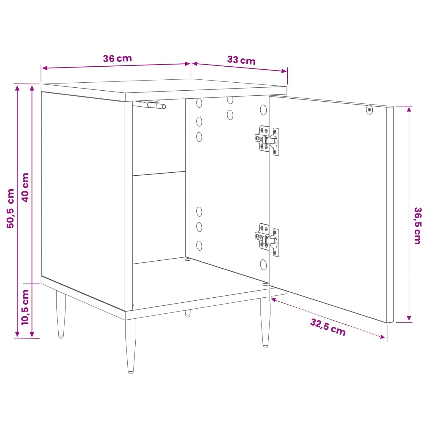 Bedside Cabinet RHENEN 2 pcs Black Oak 36 x 33 x 51 cm