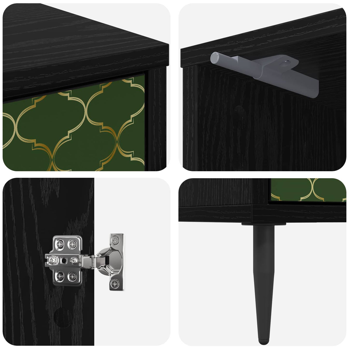 Bedside Cabinet GELEEN Black Oak 36 x 33 x 51 cm