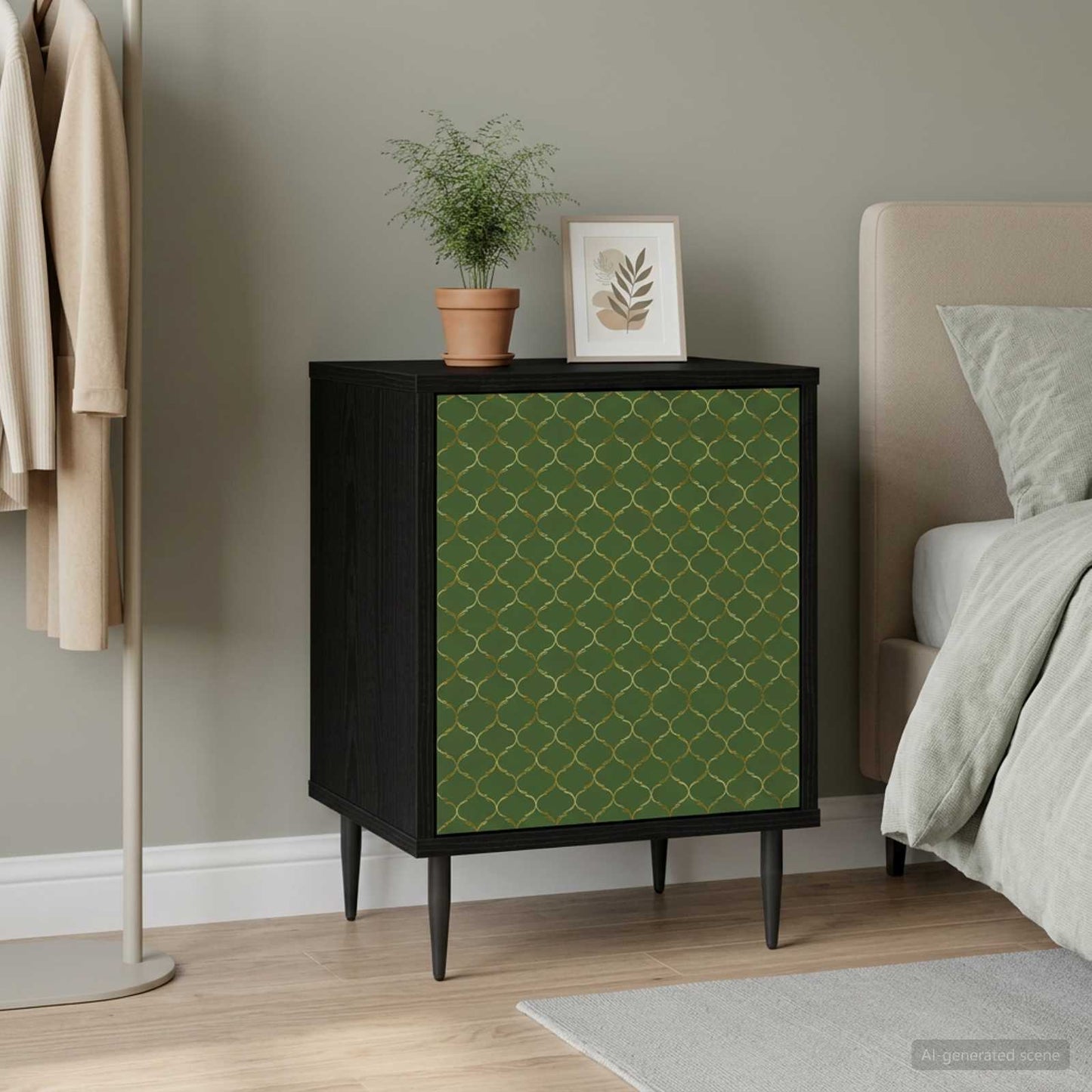 Bedside Cabinet GELEEN Black Oak 36 x 33 x 51 cm
