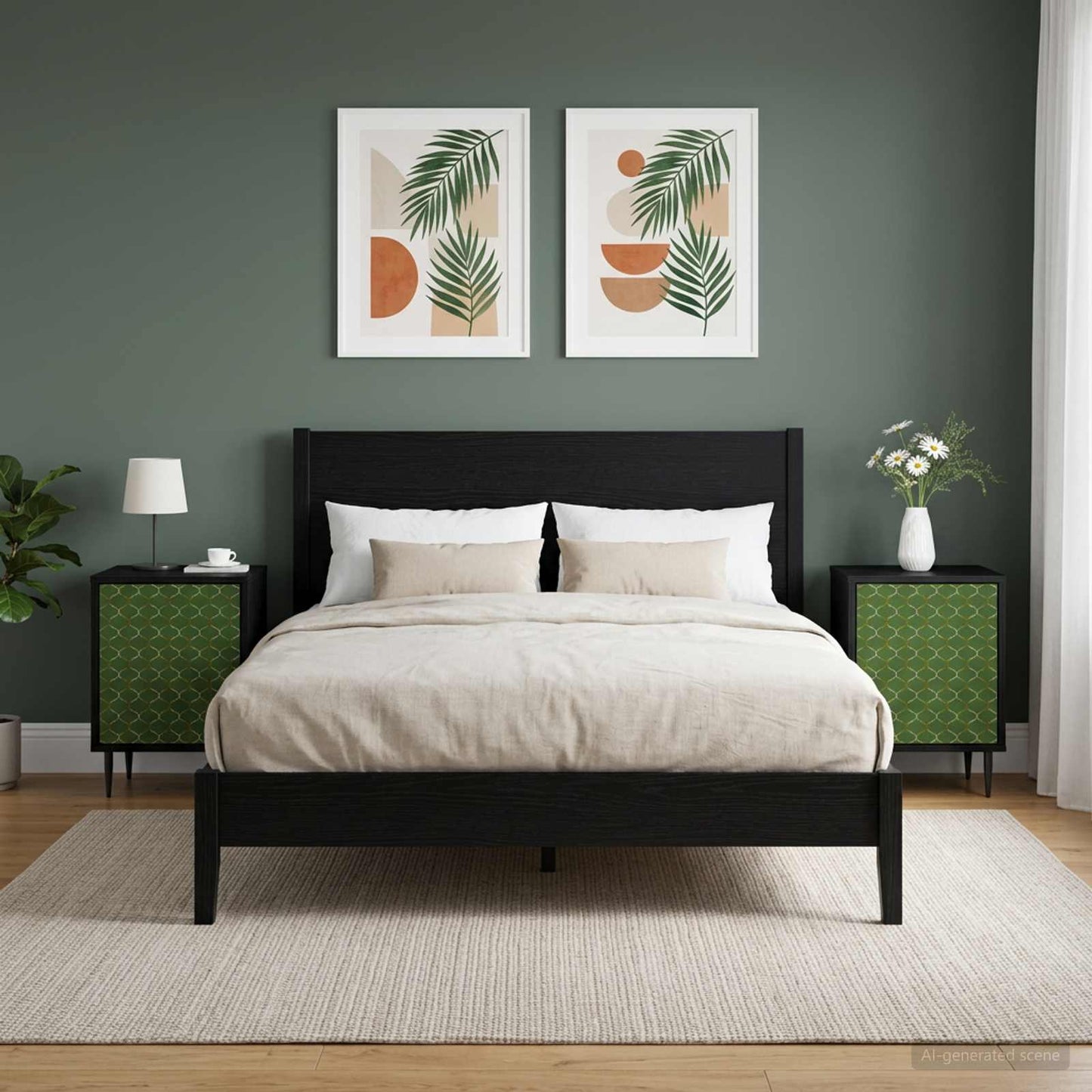 Bedside Cabinet GELEEN 2 pcs Black Oak 36 x 33 x 51 cm