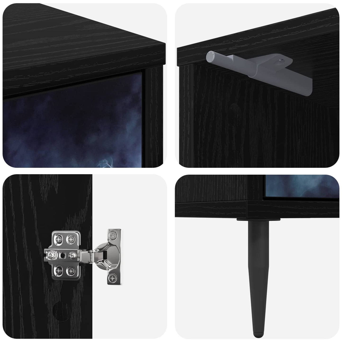 Bedside Cabinet RAALTE 2 pcs Black Oak 36 x 33 x 51 cm