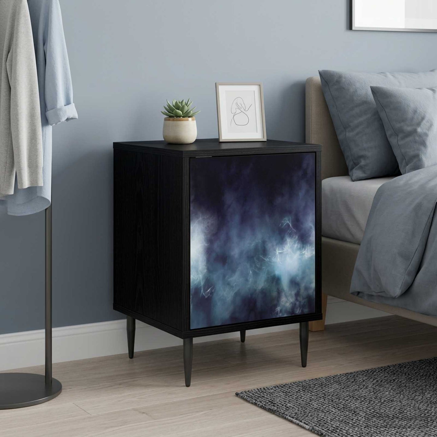 Bedside Cabinet RAALTE 2 pcs Black Oak 36 x 33 x 51 cm