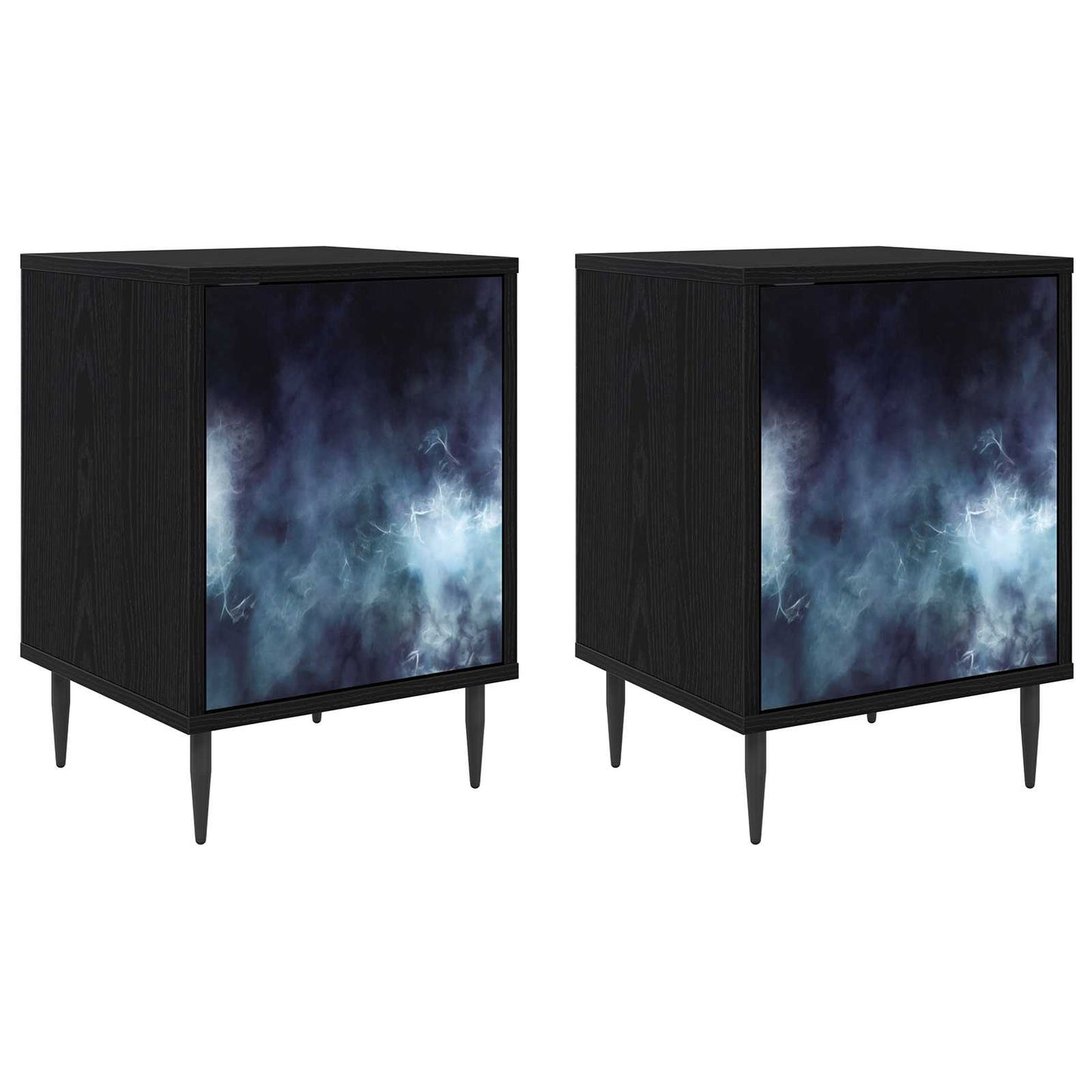 Bedside Cabinet RAALTE 2 pcs Black Oak 36 x 33 x 51 cm