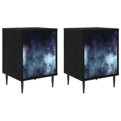 Bedside Cabinet RAALTE 2 pcs Black Oak 36 x 33 x 51 cm
