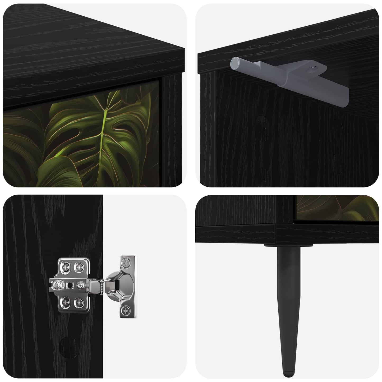 Bedside Cabinet ELBURG Black Oak 36 x 33 x 51 cm