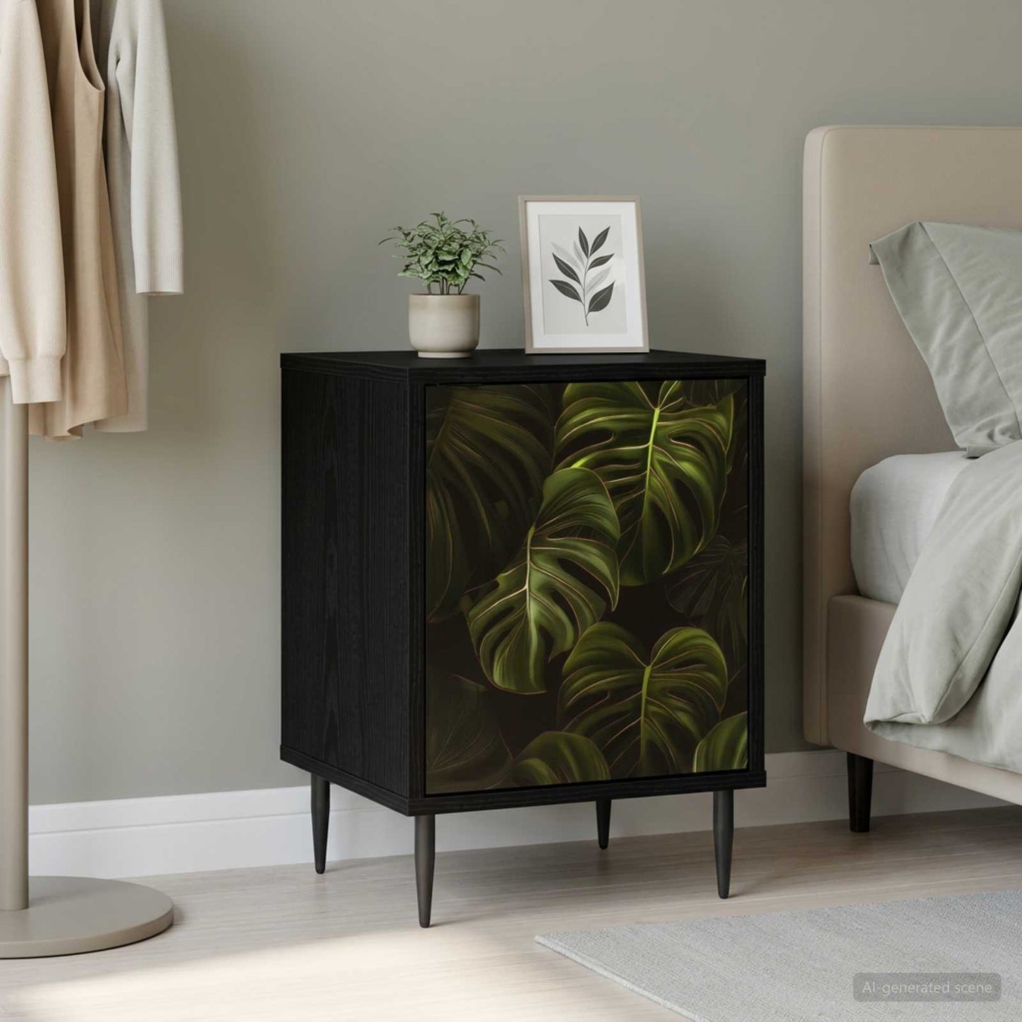Bedside Cabinet ELBURG Black Oak 36 x 33 x 51 cm