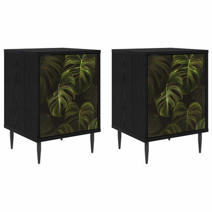 Bedside Cabinet ELBURG 2 pcs Black Oak 36 x 33 x 51 cm