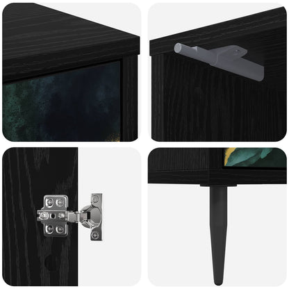 Bedside Cabinet WIJHE Black Oak 36 x 33 x 51 cm Engineered Wood