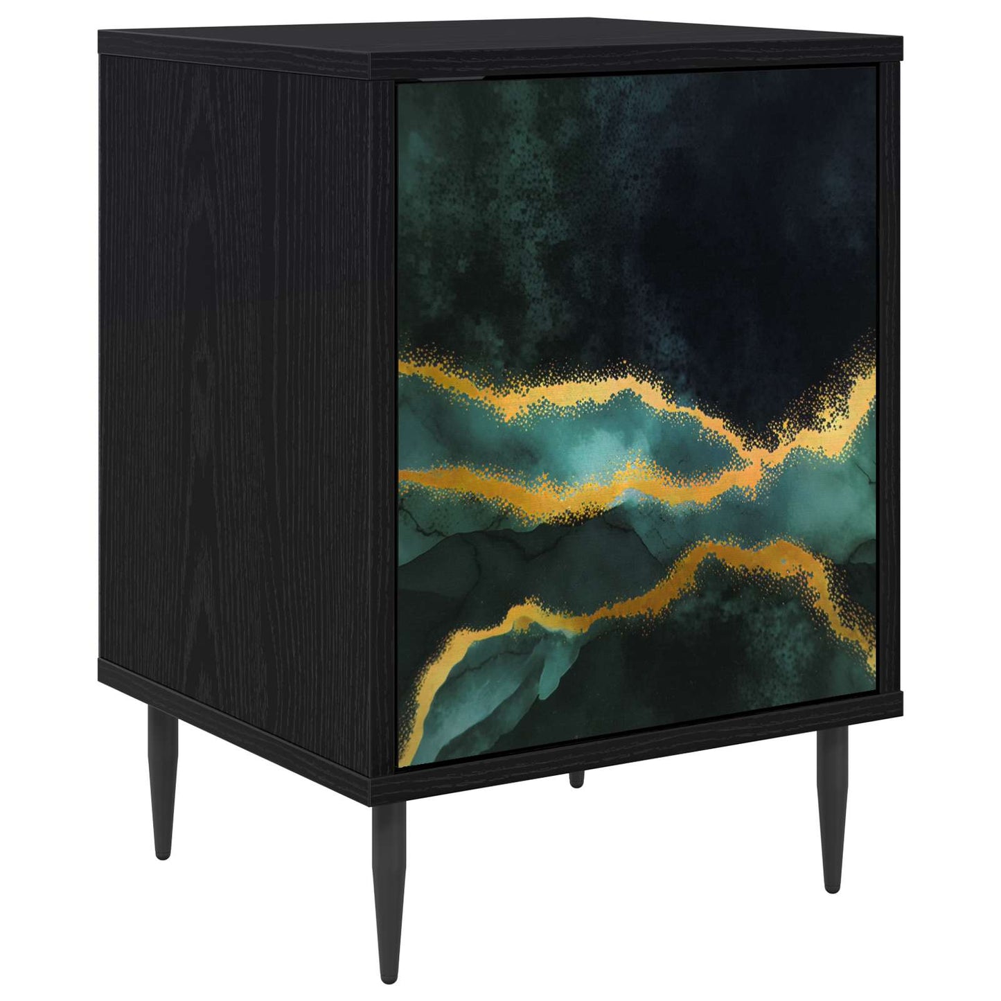 Bedside Cabinet WIJHE Black Oak 36 x 33 x 51 cm Engineered Wood