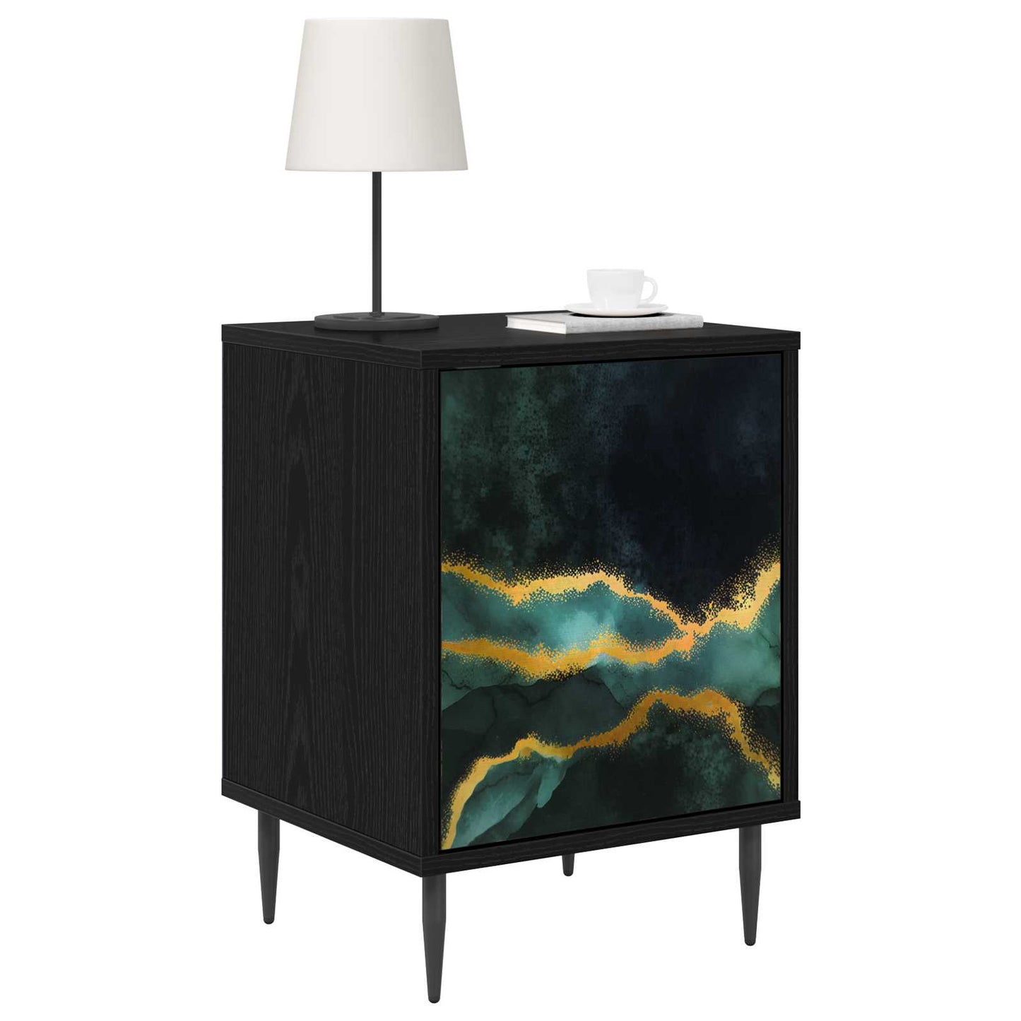 Bedside Cabinet WIJHE Black Oak 36 x 33 x 51 cm Engineered Wood