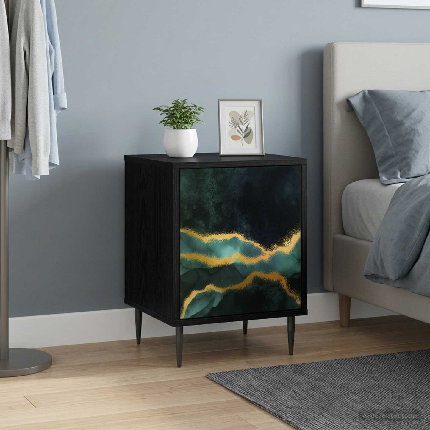Bedside Cabinet WIJHE 2 pcs Black Oak 36 x 33 x 51 cm