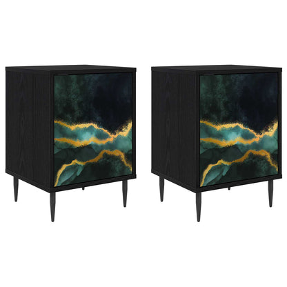 Bedside Cabinet WIJHE 2 pcs Black Oak 36 x 33 x 51 cm