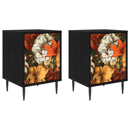 Bedside Cabinet GENNEP 2 pcs Black Oak 36 x 33 x 51 cm