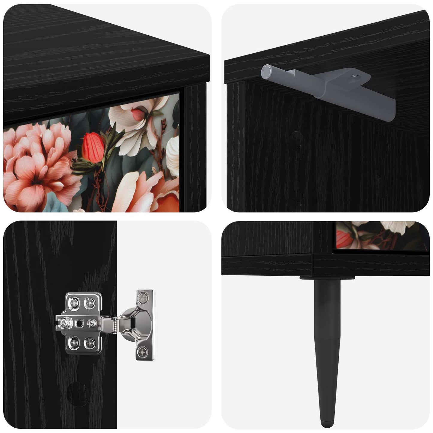 Bedside Cabinet BORNE 2 pcs Black Oak 36 x 33 x 51 cm