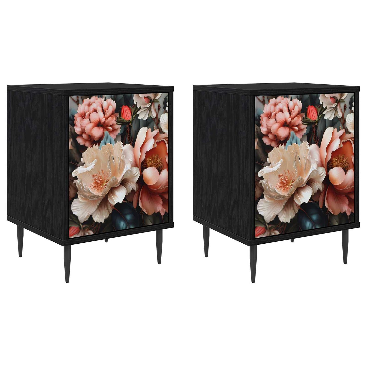 Bedside Cabinet BORNE 2 pcs Black Oak 36 x 33 x 51 cm