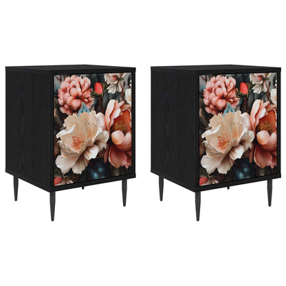 Bedside Cabinet BORNE 2 pcs Black Oak 36 x 33 x 51 cm