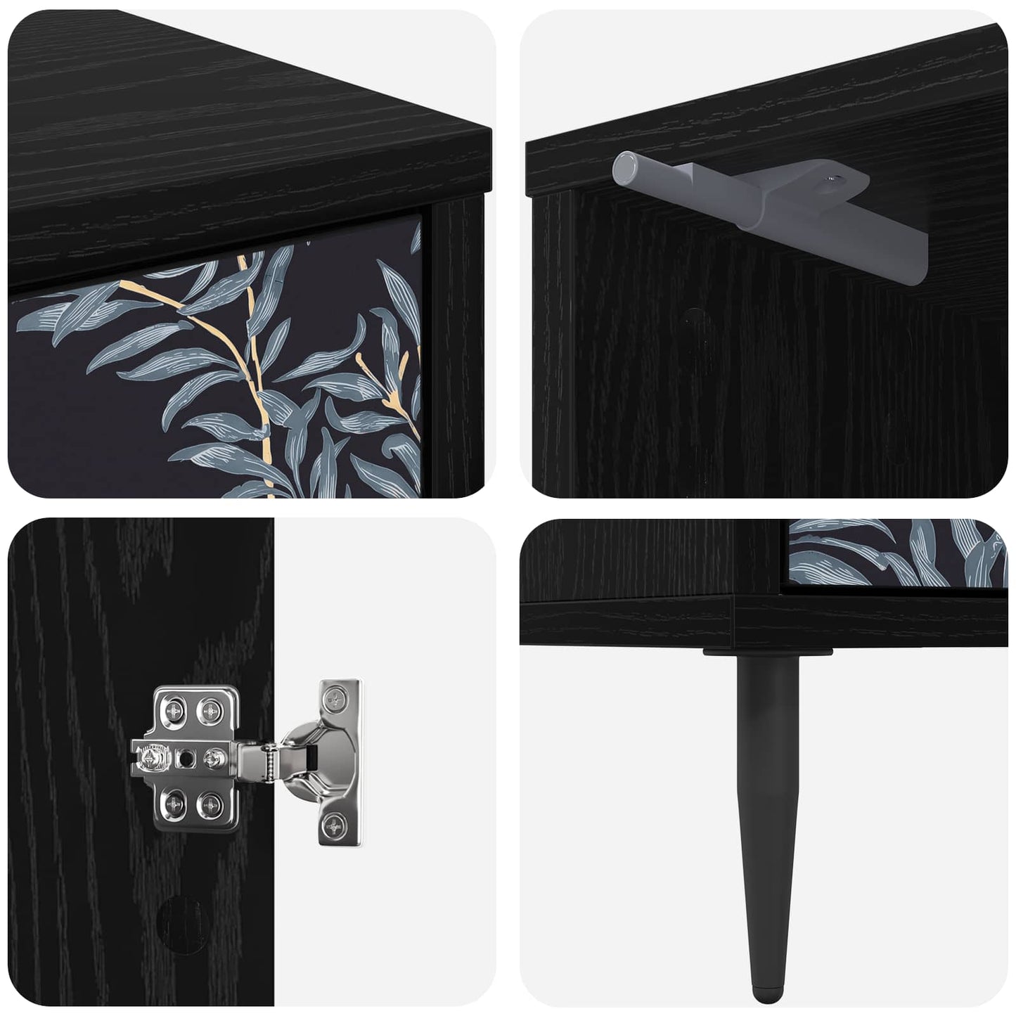 Bedside Cabinet DOKKUM Black Oak 36 x 33 x 51 cm