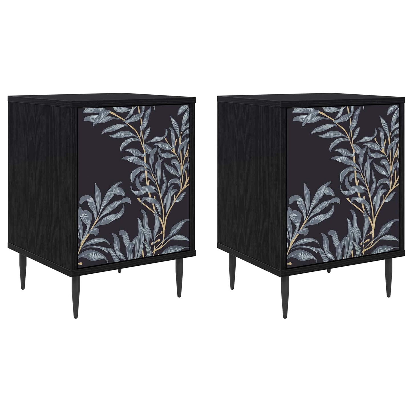 Bedside Cabinet DOKKUM 2 pcs Black Oak 36 x 33 x 51 cm