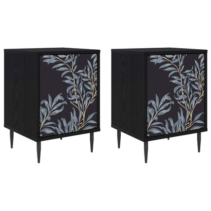 Bedside Cabinet DOKKUM 2 pcs Black Oak 36 x 33 x 51 cm