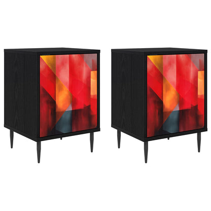 Bedside Cabinet HEESCH 2 pcs Black Oak 36 x 33 x 51 cm