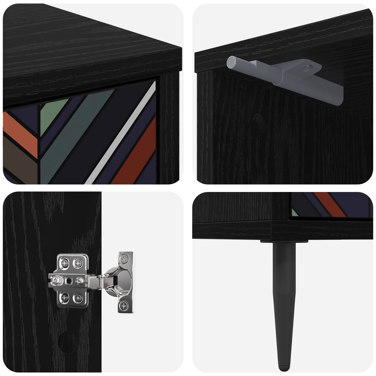 Bedside Cabinet OMMEN Black Oak 36 x 33 x 51 cm Engineered Wood