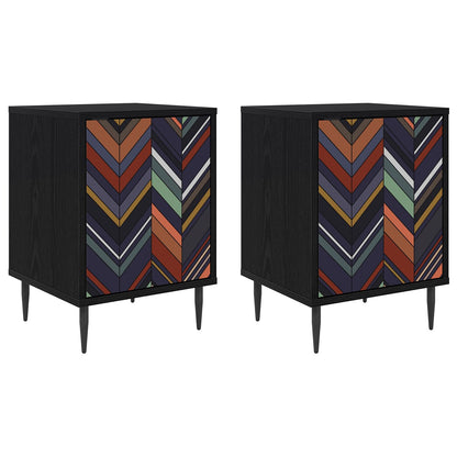 Bedside Cabinet OMMEN 2 pcs Black Oak 36 x 33 x 51 cm