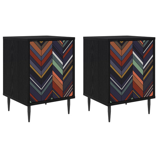 Bedside Cabinet OMMEN 2 pcs Black Oak 36 x 33 x 51 cm
