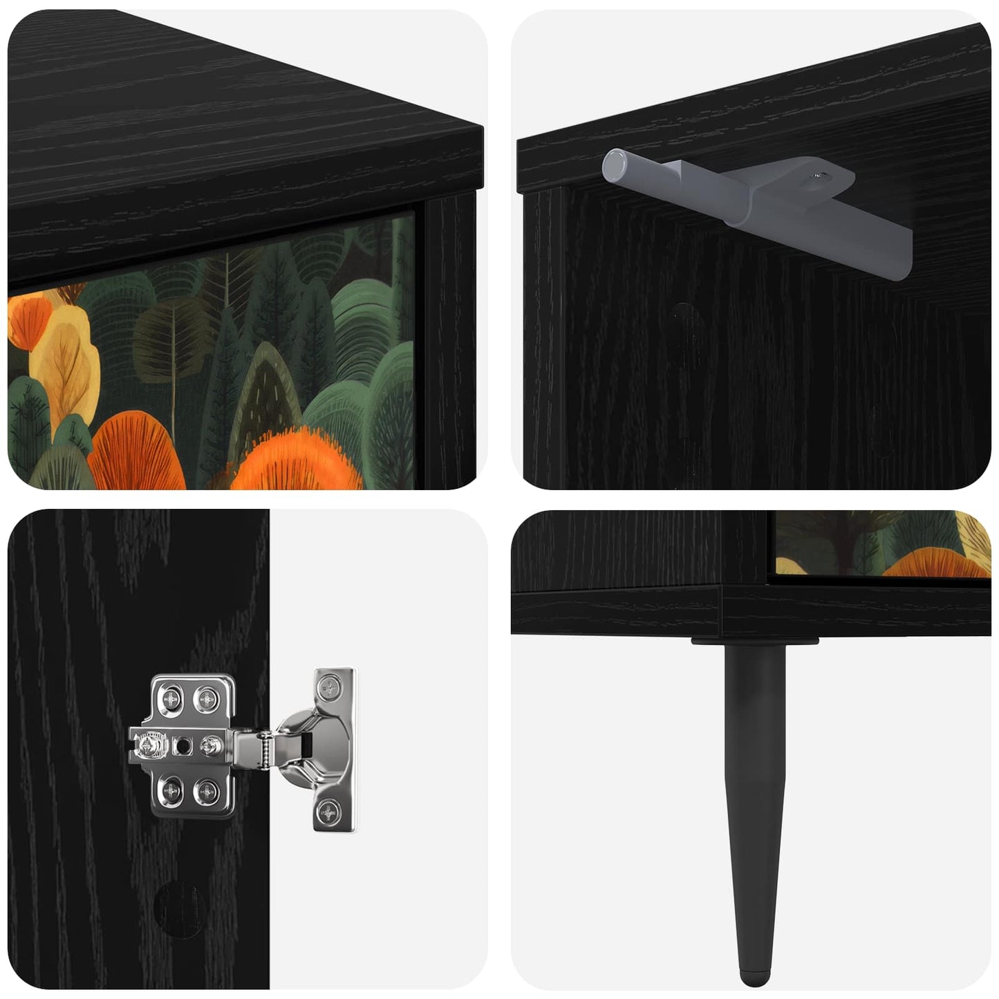 Bedside Cabinet ZAANDAM Black Oak 36 x 33 x 51 cm