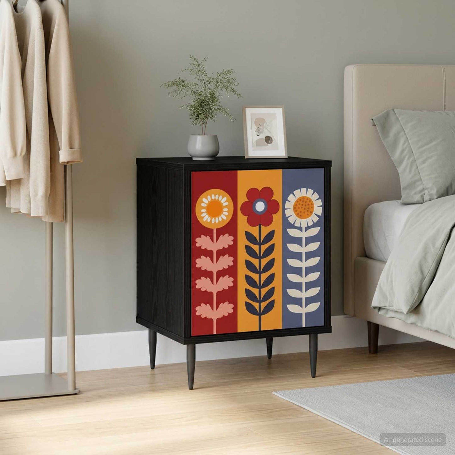 Bedside Cabinet ESSEN Black Oak 36 x 33 x 51 cm Engineered Wood
