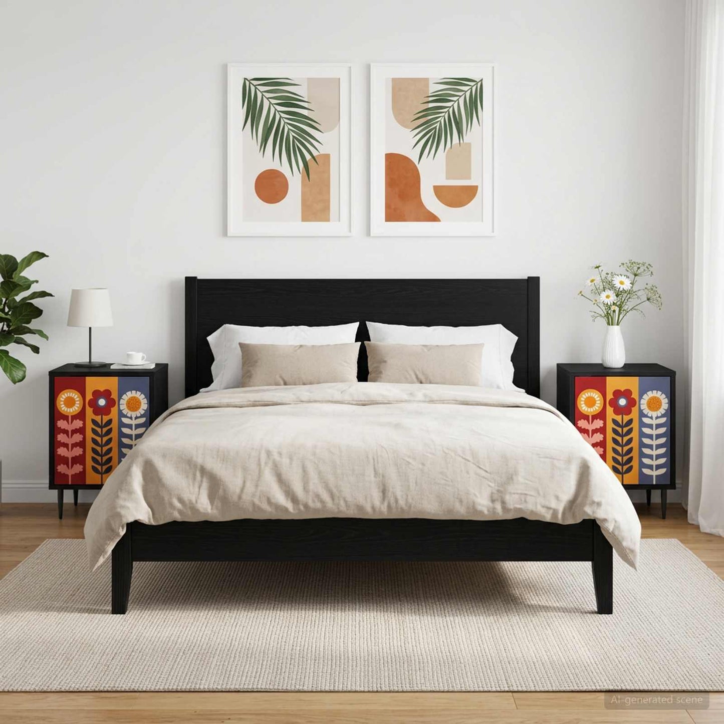Bedside Cabinet ESSEN 2 pcs Black Oak 36 x 33 x 51 cm