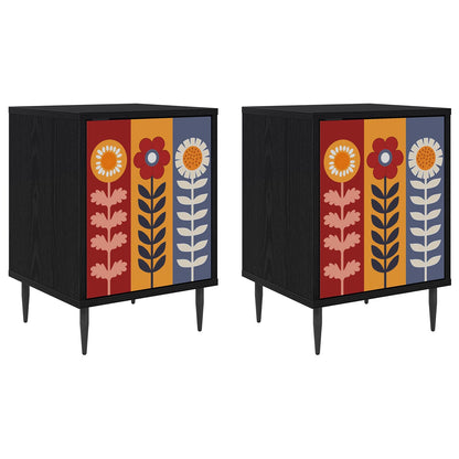 Bedside Cabinet ESSEN 2 pcs Black Oak 36 x 33 x 51 cm