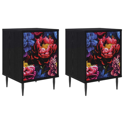 Bedside Cabinet KIEL 2 pcs Black Oak 36 x 33 x 51 cm