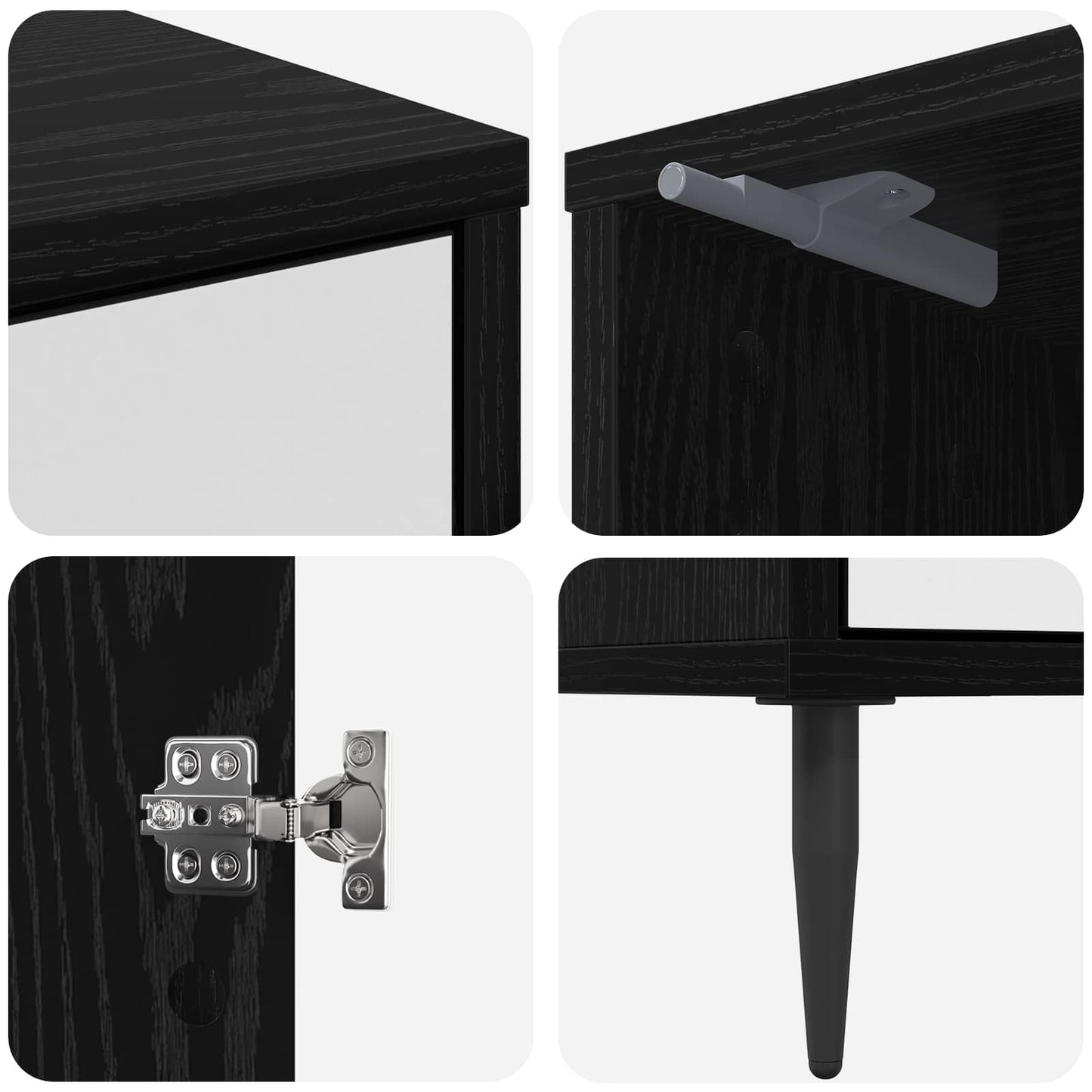 Bedside Cabinet HANAU 2 pcs Black Oak 36 x 33 x 51 cm