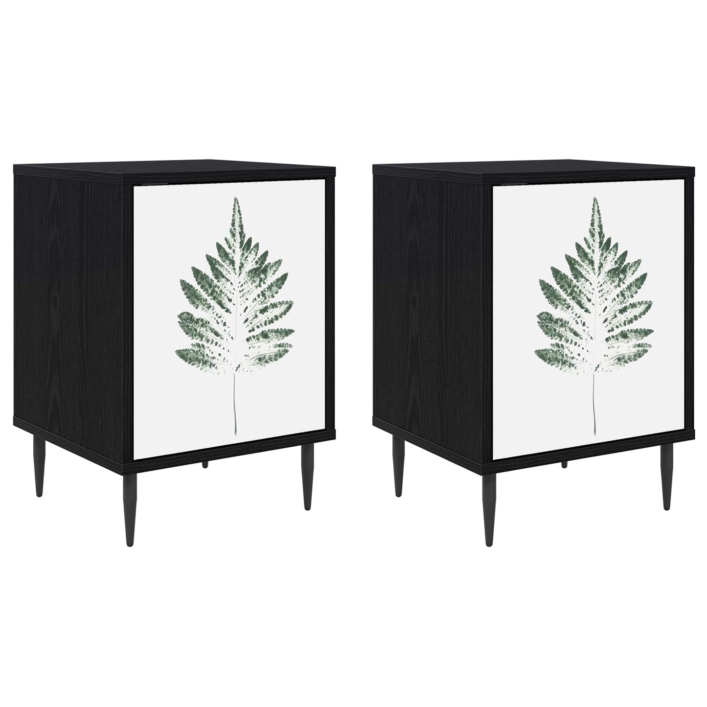 Bedside Cabinet HANAU 2 pcs Black Oak 36 x 33 x 51 cm