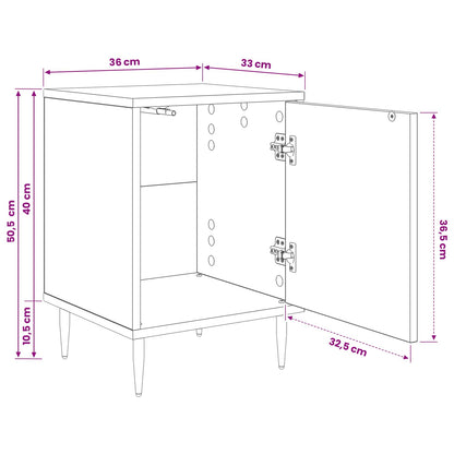 Bedside Cabinet HANAU 2 pcs Black Oak 36 x 33 x 51 cm