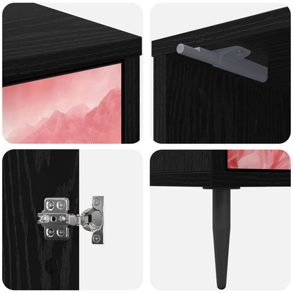 Bedside Cabinet AACHEN 2 pcs Black Oak 36 x 33 x 51 cm