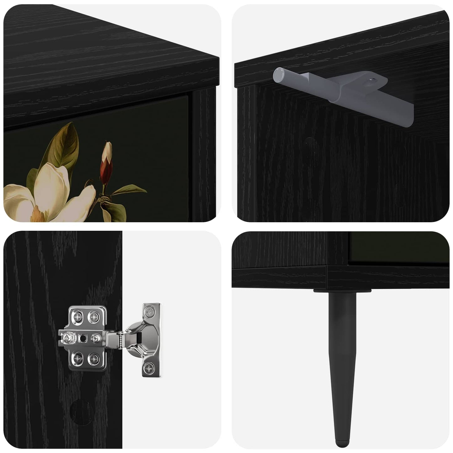 Bedside Cabinet BREMEN Black Oak 36 x 33 x 51 cm