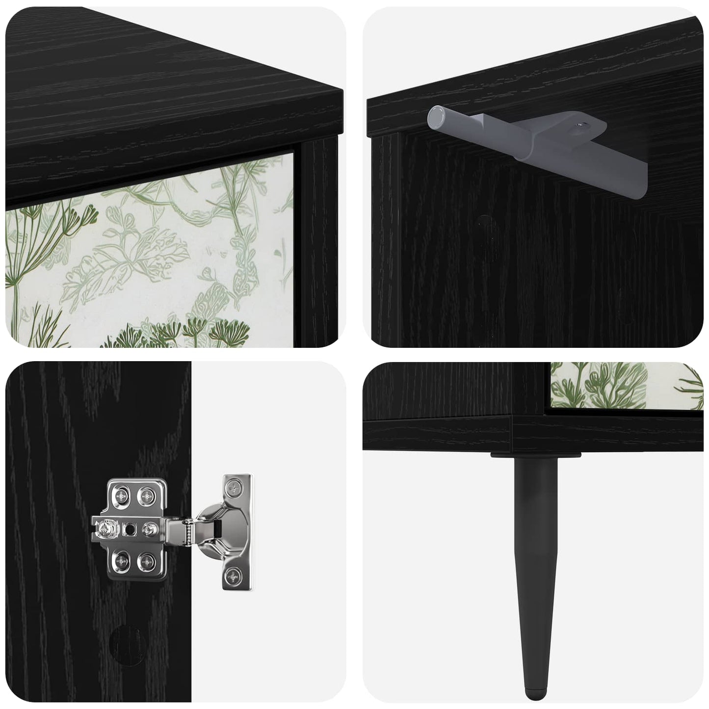 Bedside Cabinet GOTHA Black Oak 36 x 33 x 51 cm Engineered Wood