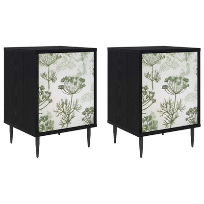 Bedside Cabinet GOTHA 2 pcs Black Oak 36 x 33 x 51 cm
