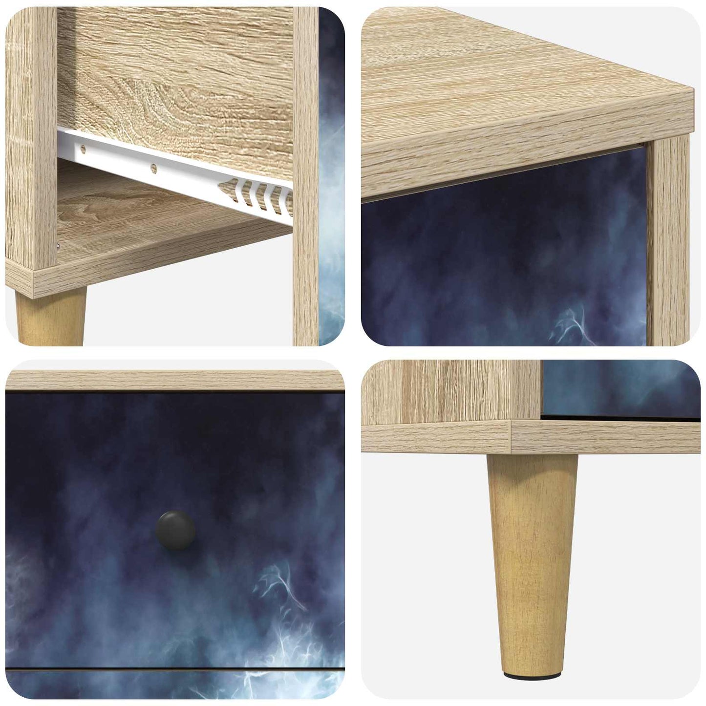 Bedside Cabinet RAALTE Sonoma Oak 36 x 33 x 60 cm