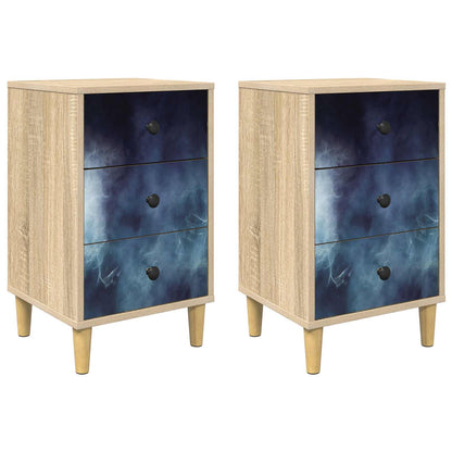 Bedside Cabinet RAALTE 2 pcs Sonoma Oak 36 x 33 x 60 cm