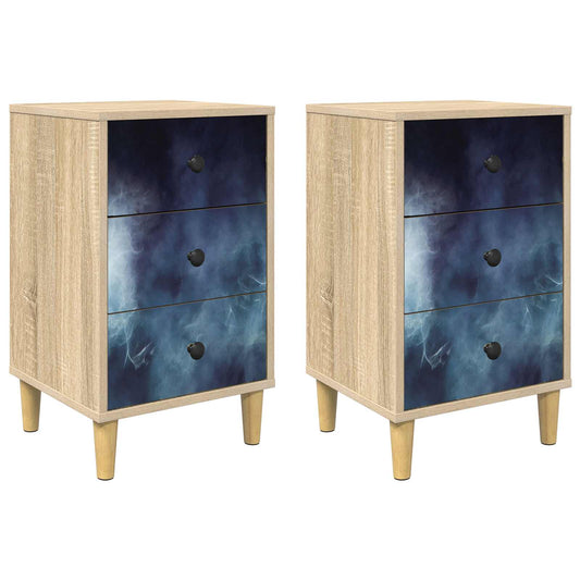 Bedside Cabinet RAALTE 2 pcs Sonoma Oak 36 x 33 x 60 cm