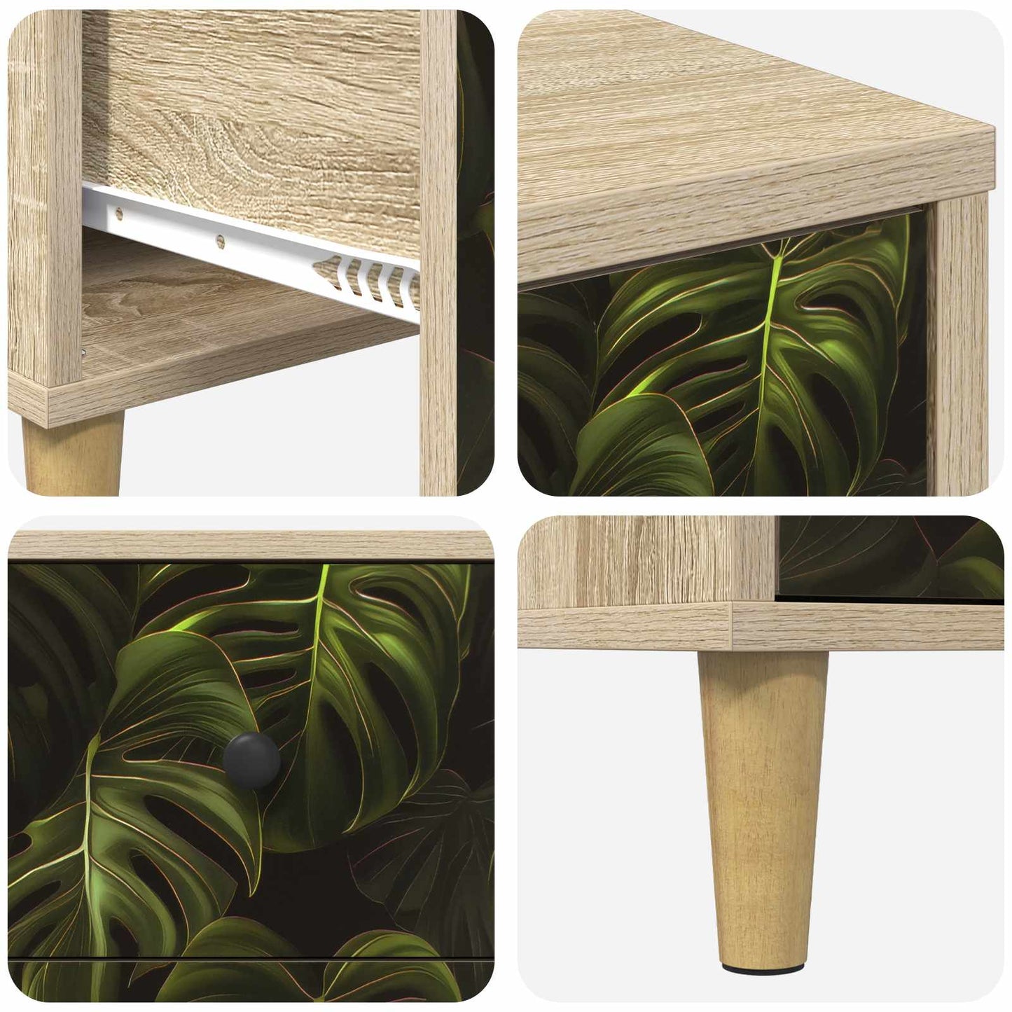 Bedside Cabinet ELBURG Sonoma Oak 36 x 33 x 60 cm