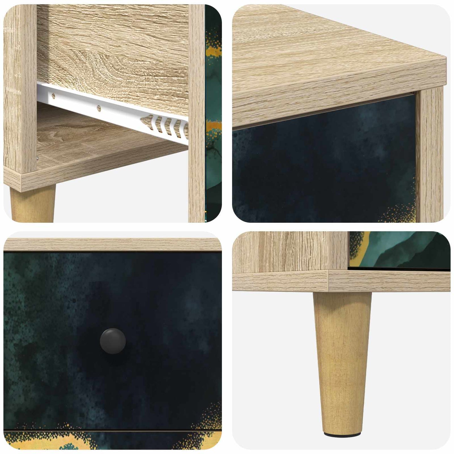Bedside Cabinet WIJHE 2 pcs Sonoma Oak 36 x 33 x 60 cm