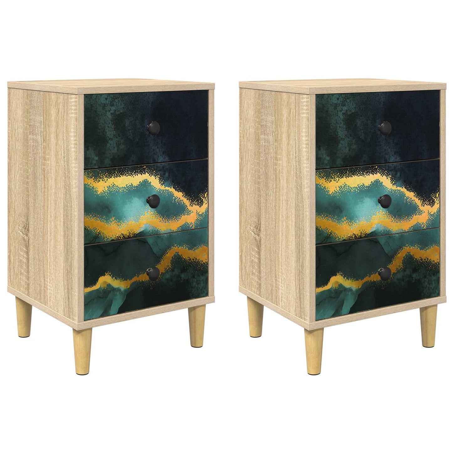 Bedside Cabinet WIJHE 2 pcs Sonoma Oak 36 x 33 x 60 cm