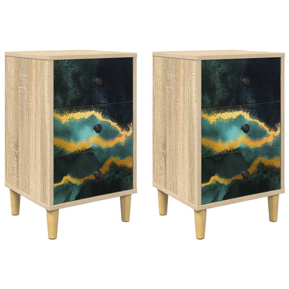 Bedside Cabinet WIJHE 2 pcs Sonoma Oak 36 x 33 x 60 cm